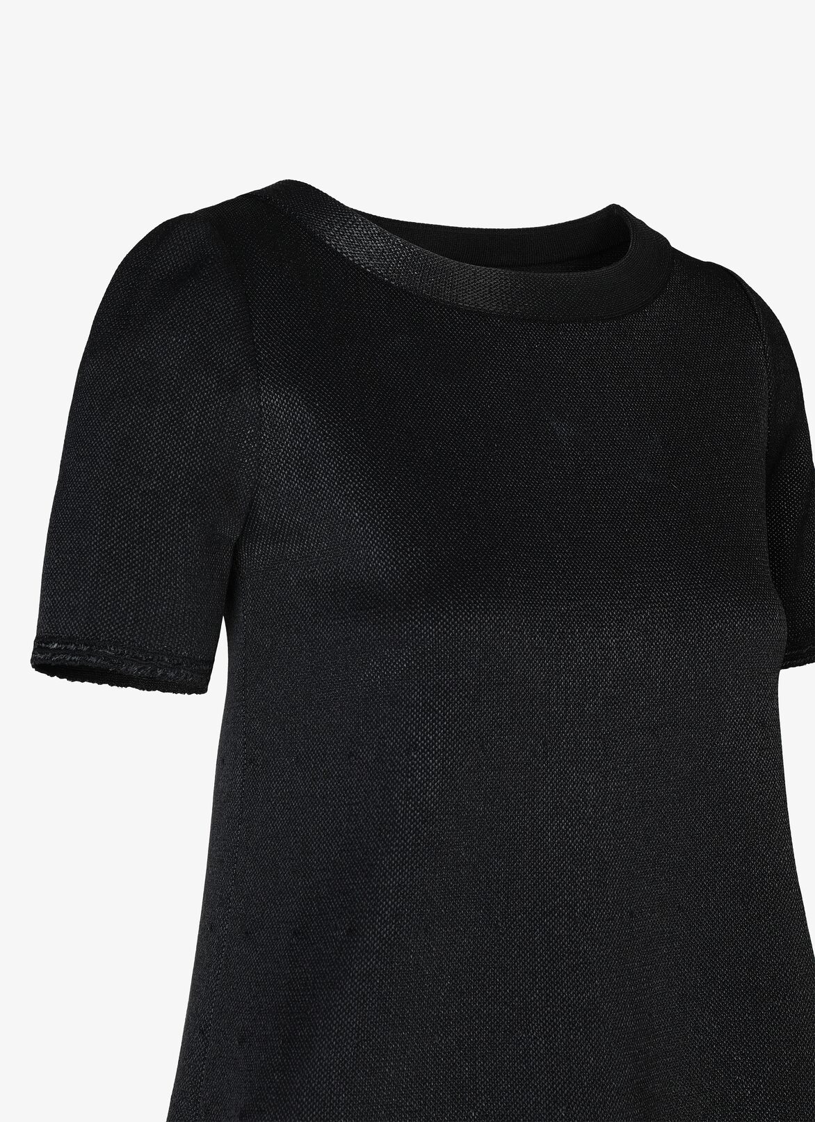 SHORT SLEEVE TUNIC RAFIA BLACK ALAÏA BLACK  SHORT SLEEVE TUNIC RAFIA BLACK